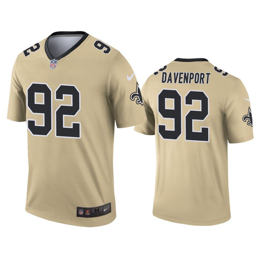 Men New Orleans Saints #92 Marcus Davenport Nike Gold Inverted Legend NFL Jersey